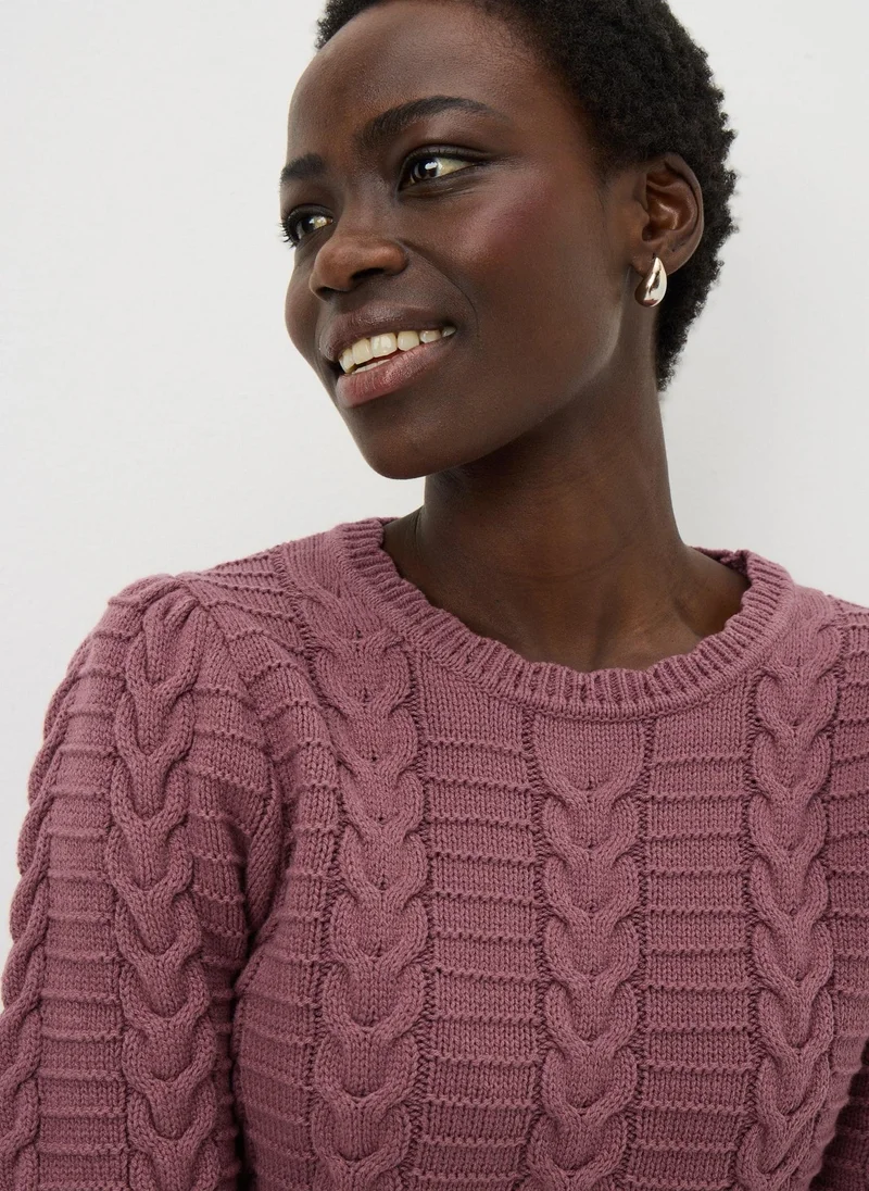 ماتلان Raspberry Pretty Cable Short Sleeve Jumper